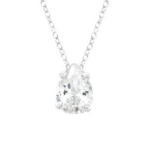 Sterling Silver Solitaire Necklace and Pear Shaped Pendant